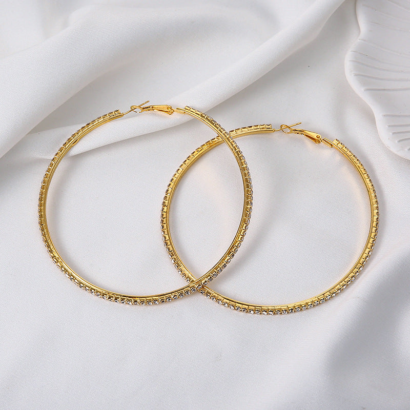 Fashion Trends Exaggerated Circle Earrings Large Size Diamond Round Earrings Bridal Jewelry