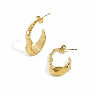 1 Pair Modern Style Simple Style C Shape Solid Color 304 Stainless Steel 18K Gold Plated Ear Studs