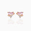 Hot Pink Peach Heart Stud Earrings Copper Plated 18K Real Gold Color Preserving Earrings