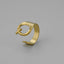 Fashion Alphabet Titanium Steel Gold Plated Open Ring