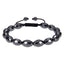 Retro Black Magnet Beaded Men's Bracelet with Heart Charm, Adjustable Braided Design