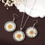 Vintage Style Chrysanthemum Transparent Dried Flower Resin Pendant Earrings Necklace Set