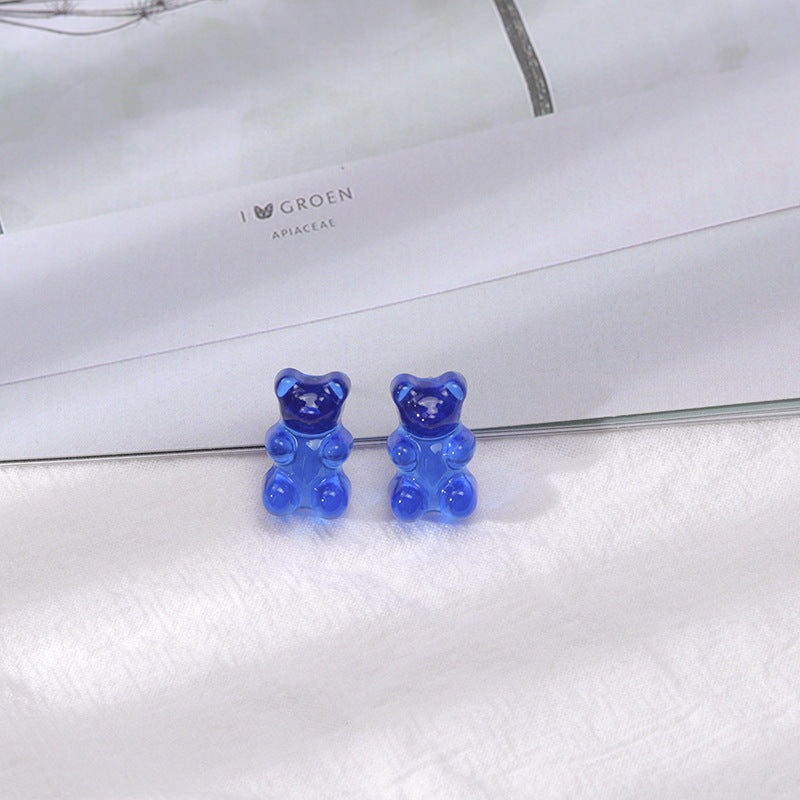 1 Pair Cartoon Style Bear Plastic Resin Women's Rings Earrings