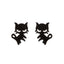 Fashion Stainless Steel Animal Ear Studs - Black Cat & Dog Design