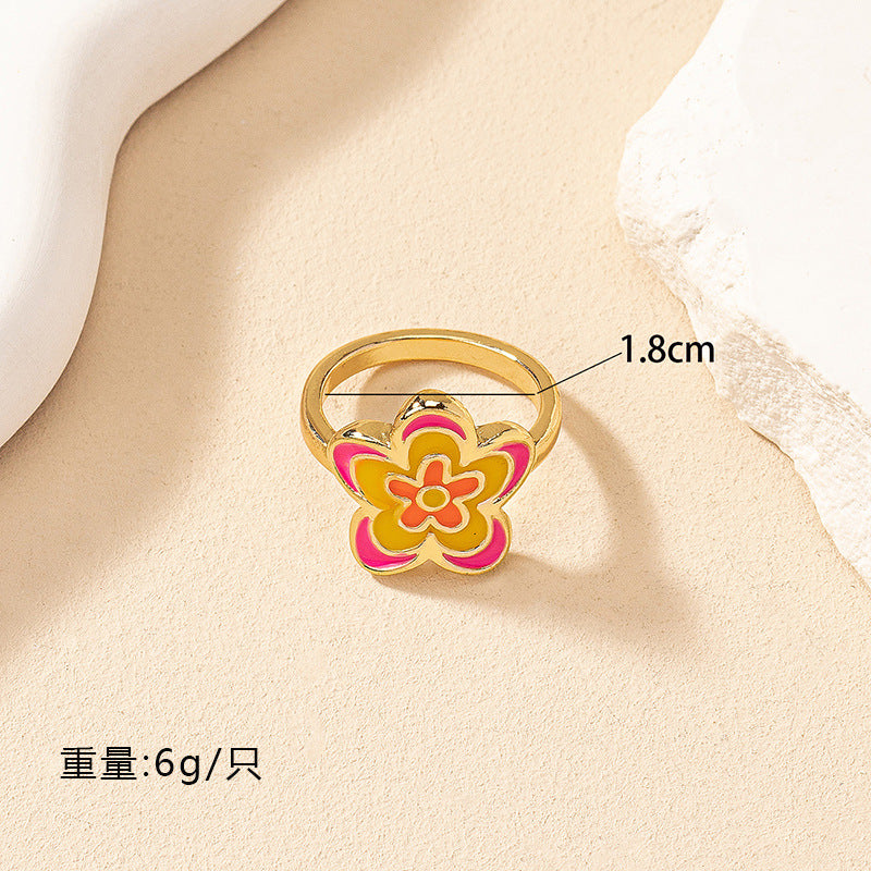 Retro Flower Design Alloy Statement Rings for Women