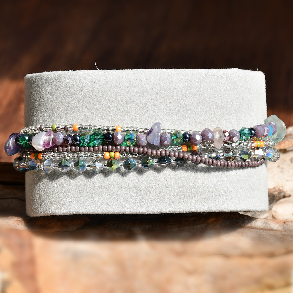 Simple Style Color Block Crystal Beaded Multi-Layer Women's Bracelet