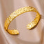 18K Gold Plated Titanium Steel Hammer Pattern Bangle Bracelet for Women