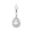 Simple Heart & Teardrop Stainless Steel Rhinestone Belly Ring