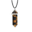 Fashion Hexagon Prism Natural Stone Leather Rope Pendant Necklace 1 Piece