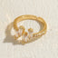 Classic Geometric Zircon Inlay 14K Gold Plated Open Copper Ring