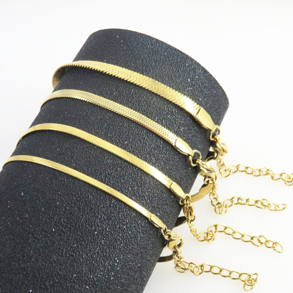 Minimalist Geometric Gold Plated Stainless Steel Snake Chain Bracelet