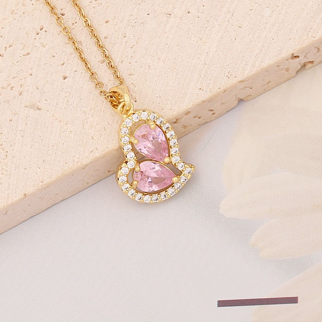 Casual Heart Shape Butterfly Stainless Steel Pendant Necklace Plating Zircon Stainless Steel Necklaces
