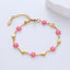 Simple Heart Flower Enamel Gold Plated Stainless Steel Bracelet