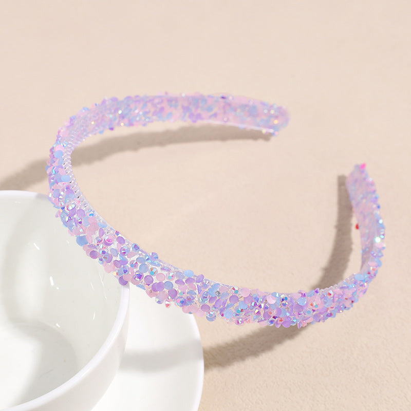 Simple Classic Solid Color Resin Inlay Jelly Rhinestone Hairband