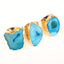 Exaggerated Irregular Agate Gemstone Gold Plated Open Ring