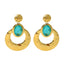 1 Pair IG Style Retro Classic Round 18K Gold Plated Stainless Steel Natural Stone Drop Earrings