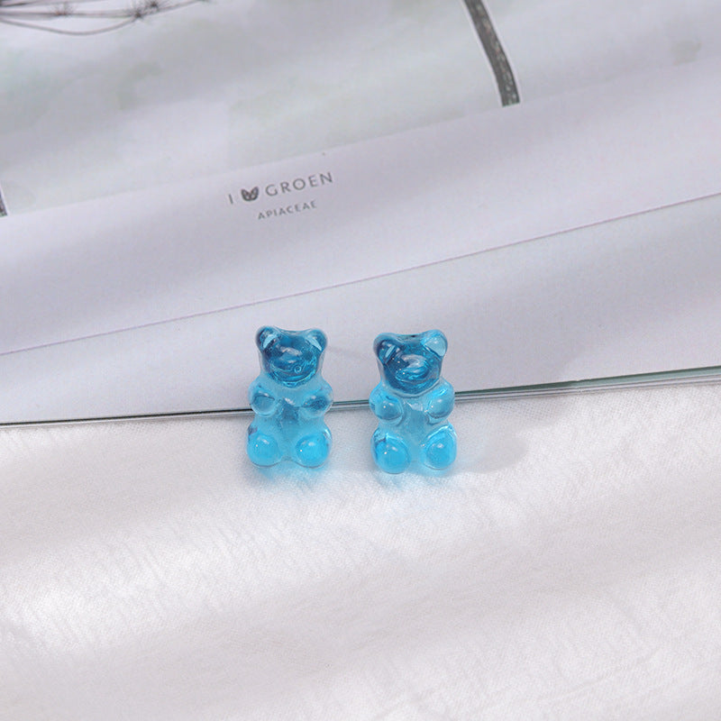 1 Pair Cartoon Style Bear Plastic Resin Women's Rings Earrings