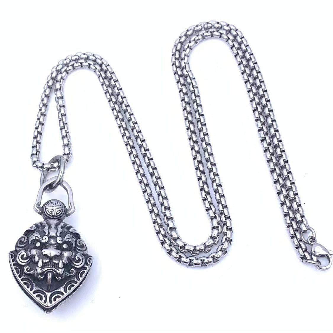 Ethnic Titanium Steel Beast Pendant Necklace for Men and Women