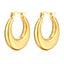 1 Pair Fashion 18K Gold Plated Stainless Steel Oval Hoop Earrings