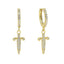 Hip-hop Cross Inlay Copper Zircon Sword Earrings