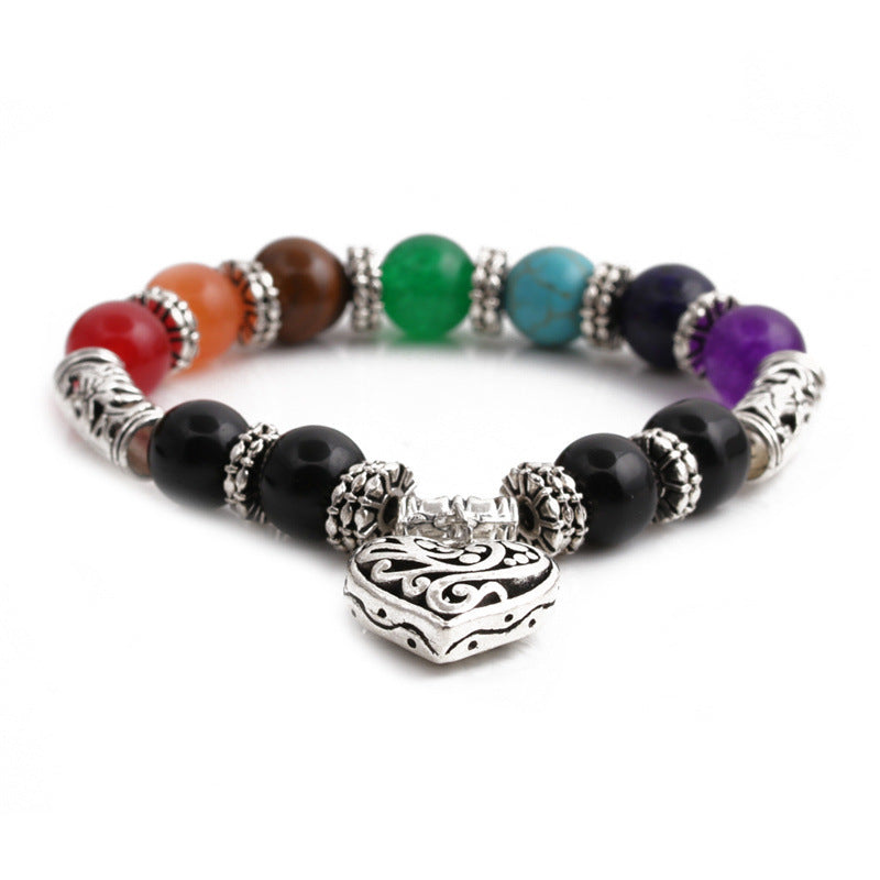 Fashion Multicolor Lava Stone & White Agate Beaded Bracelets