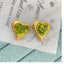 Gold Plated Heart Shape Glass Gemstone Stud Earrings with S925 Silver Needle