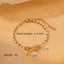 Elegant Titanium Steel Bow Knot Pearl Bracelet - 18K Gold-Plated Women's Jewelry