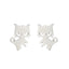 Fashion Stainless Steel Animal Ear Studs - Black Cat & Dog Design