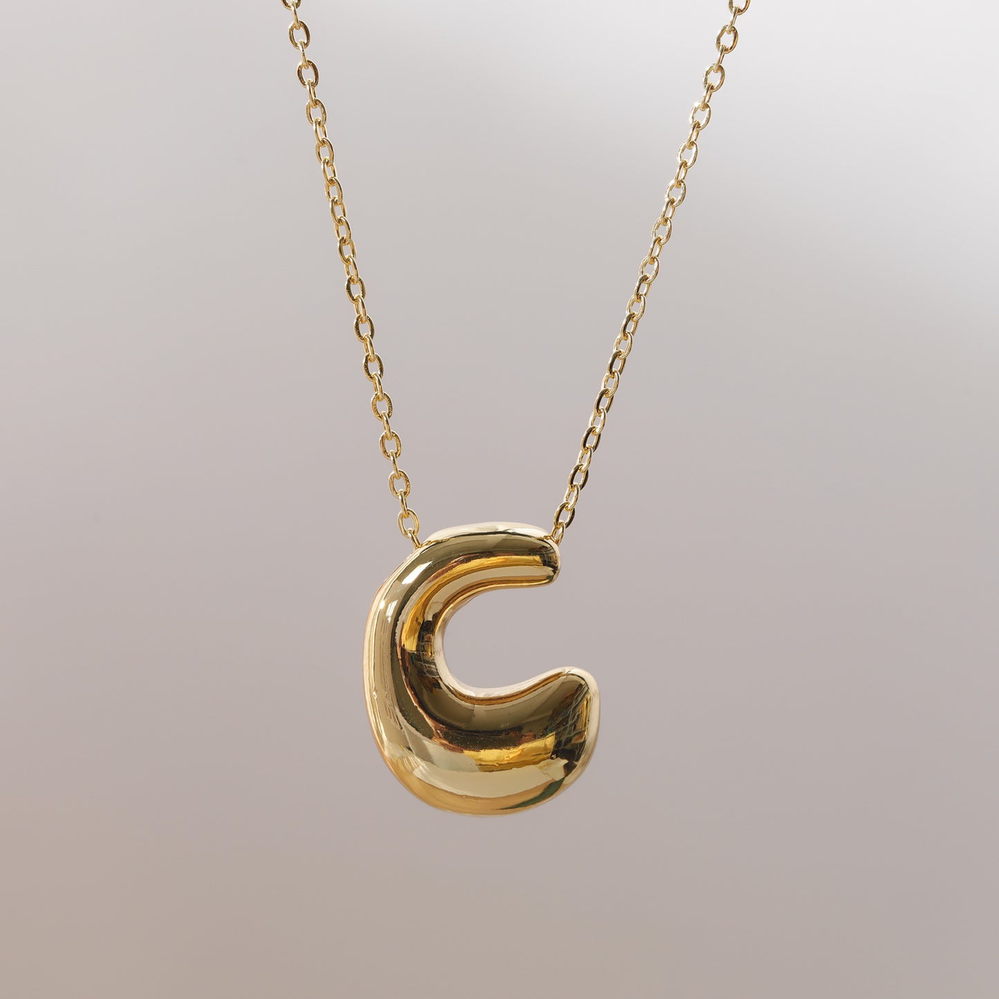 18K Gold Plated Stainless Steel Alphabet Pendant Necklace