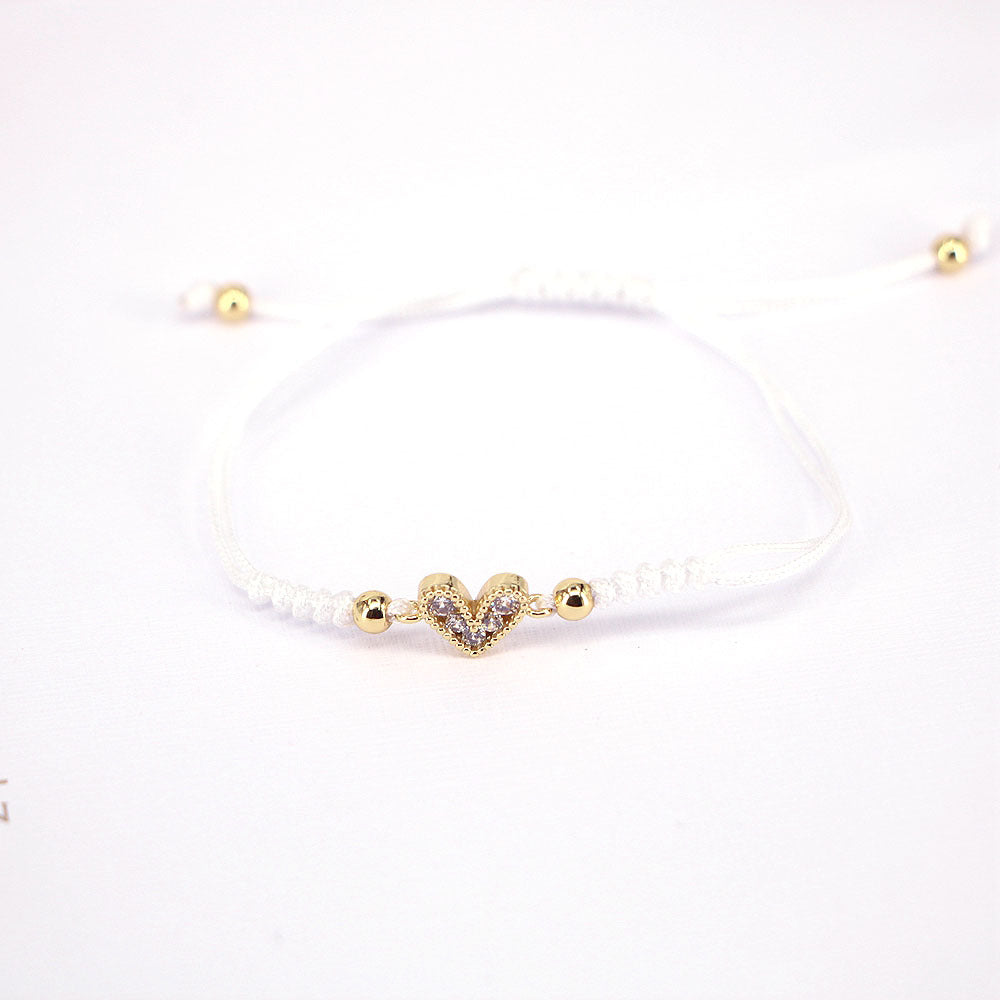 Adjustable Colored Zircon Heart Bracelet for Women