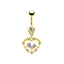 Fashion Heart Shape Stainless Steel Plating Zircon Belly Ring