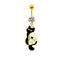 Punk Animal Paw Print Skull Belly Ring - Stainless Steel with Rhinestones and Enamel Plating