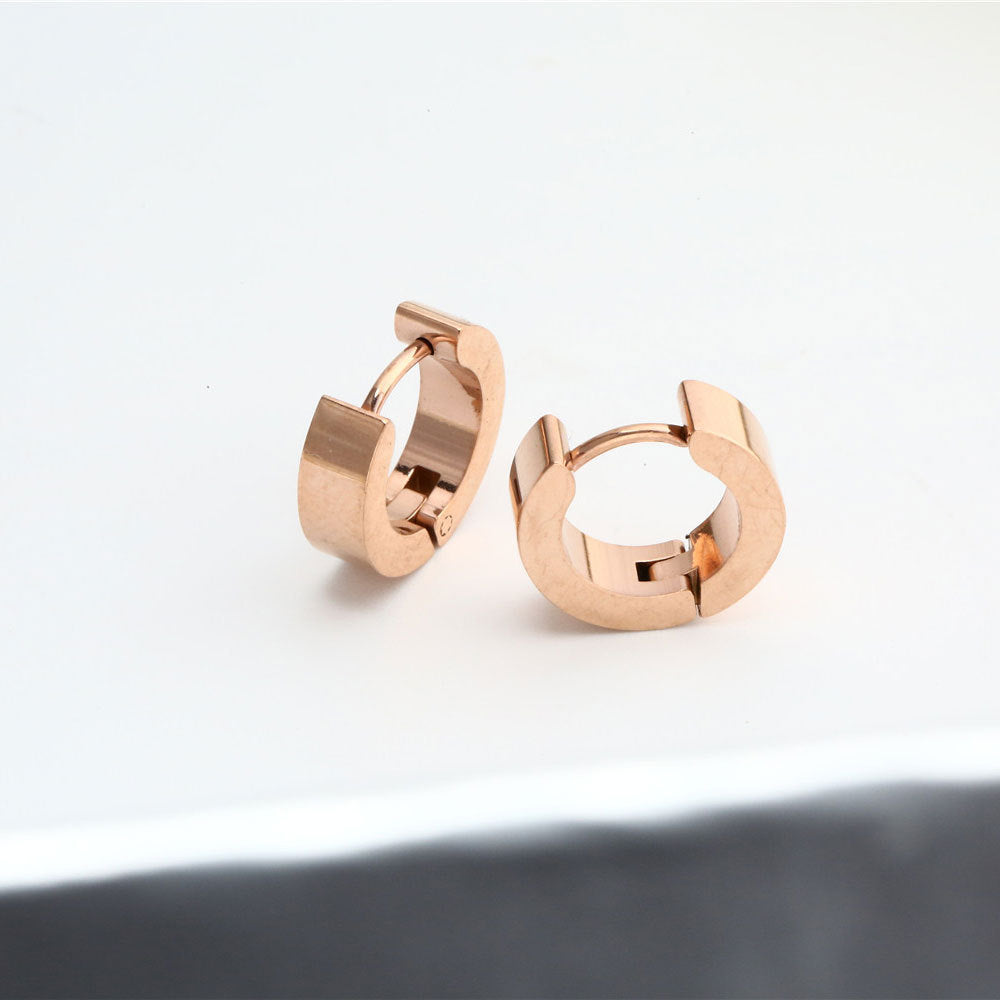 Fashion Geometric Titanium Steel Plated Hoop Earrings for Men and Women