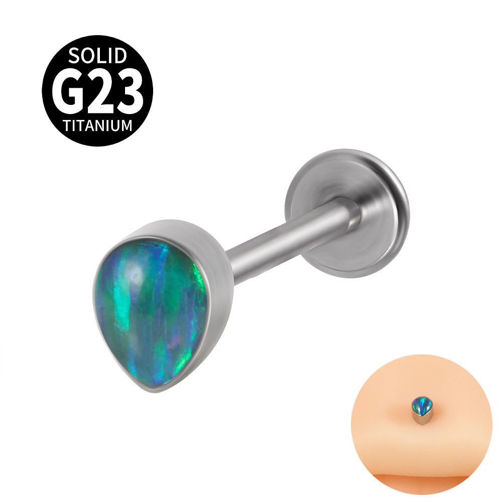 G23 Titanium Opal Resin Water Drop Ear Cartilage & Lip Ring Studs
