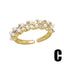 Simple Style 18K Gold Plated Open Ring with Artificial Pearls and Zircon