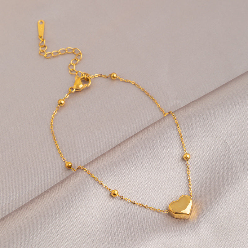 Simple Heart & Butterfly Resin Titanium Steel Anklet - 18k Gold Plated Trendy Women's Jewelry 2024