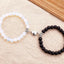 Simple Heart Shape Agate Magnetic Couple Bracelets Set