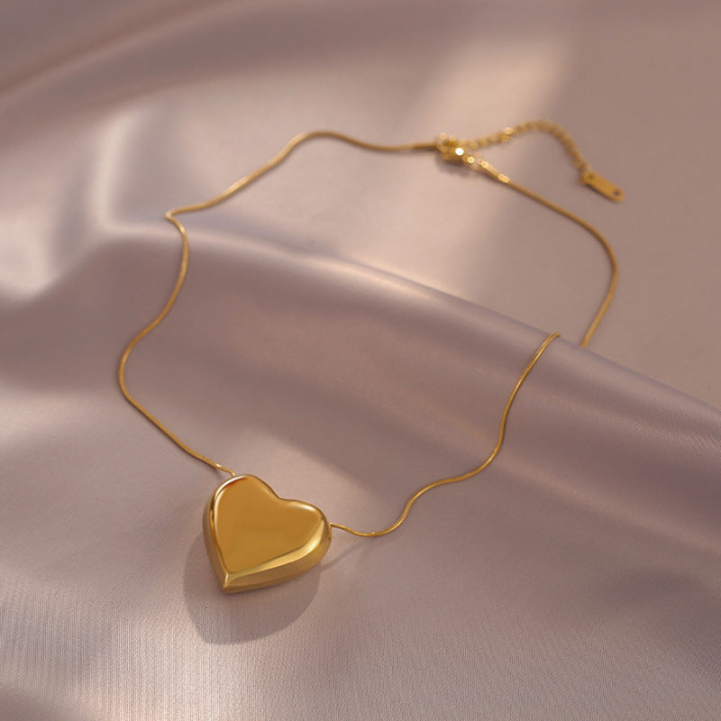 Fashion Heart Shape Titanium Steel Plating Necklace 1 Piece