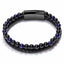 Hip-Hop Punk Geometric Stainless Steel Leather Tiger Eye and Obsidian Beaded Bracelet