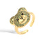 Streetwear Cute Bear Zircon 18K Gold Plated Adjustable Ring