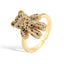 Streetwear Cute Bear Zircon 18K Gold Plated Adjustable Ring