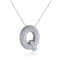 Elegant Zircon Letter Pendant Necklace - 304 Stainless Steel with Copper Plating