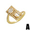 Glam Heart Shape Zircon Inlay 18K Gold Plated Open Ring