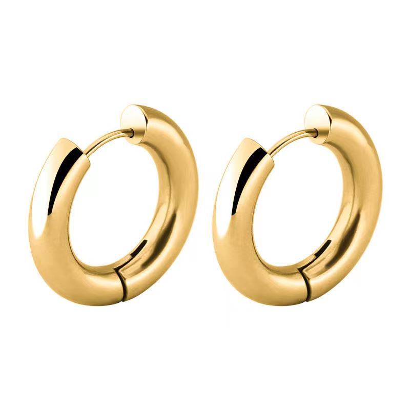 1 Pair Simple Style Solid Color Plating 201 Stainless Steel 18K Gold Plated Earrings