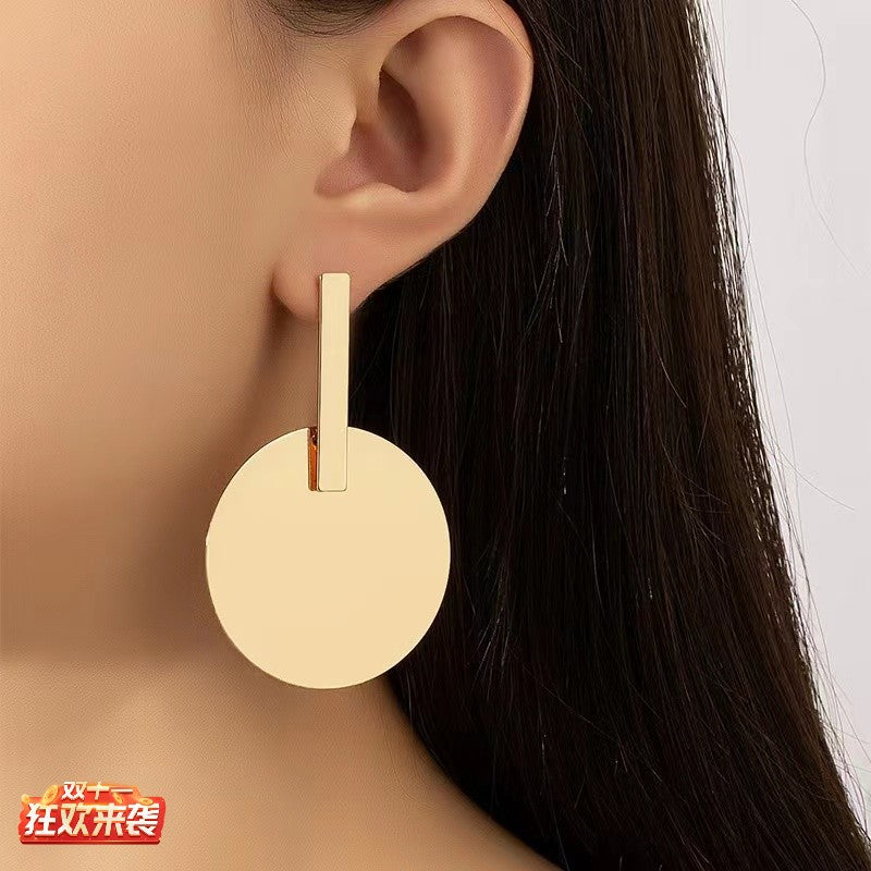 1 Pair Simple Style Round Iron Drop Earrings