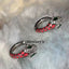 1 Pair Snake Design Plated Copper Hoop Earrings with Green Eye Detailing