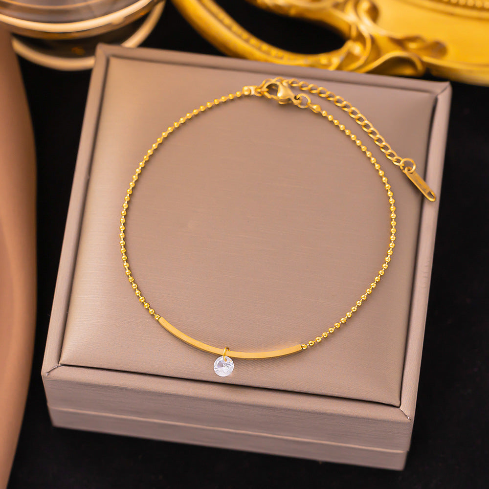 Casual Minimalist 18K Gold Plated Stainless Steel Women's Anklet