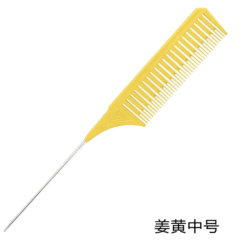 Simple Solid Color ABS Hair Comb with Steel Needle Tip for Salon and Dyeing