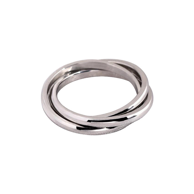 Wholesale Fashion Stainless Steel Geometric Multi-layer Couple Ring