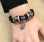 Vintage Ethnic Cross Leaf Alloy Wooden Bead Unisex Bracelet - European Retro Cowhide Handwoven Fashion